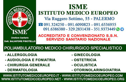 ISME - Istituto Medico Europeo Palermo, direttore sanitario Salvatore Piscitello, CONVENZIONATO SSN SERVIZIO SANITARIO NAZIONALE, dermatologo palermo, Dermatologia, Dermatologia Palermo, Dermatologia convenzionata Palermo, Dermatologo convenzionato Palermo, test allergici, test allergici convenzionati, prick test palermo, patch test palermo, intolleranze, intolleranze allergologiche palermo, CONVENZIONATO PALERMO, SSN PALERMO, visita convenzione palermo, miglior dermatologo palermo, osservazione nei, epiluminescenza, mutua, ricetta dermatologia, controllo dermatologo palermo, controllo dermatologo convenzionato palermo, dermatite, dermatite mani, cosa fare con dermatite, come curare dermatite, come curare puntine palermo, come curare macchie pelle, macchie pelle palermo, miglior centro dermatologia palermo, allergie alimentari, allergia polvere, acari, allergie da contatto, graminacee, allergie paritarie da curare, allergie da curare palermo, allergie animali, vaccini allergologia, allergologia pediatrica, vaccini bambini allergologia palermo, dermatologia pediatrica convenzionata palermo, dermatologo per bambini convenzionato